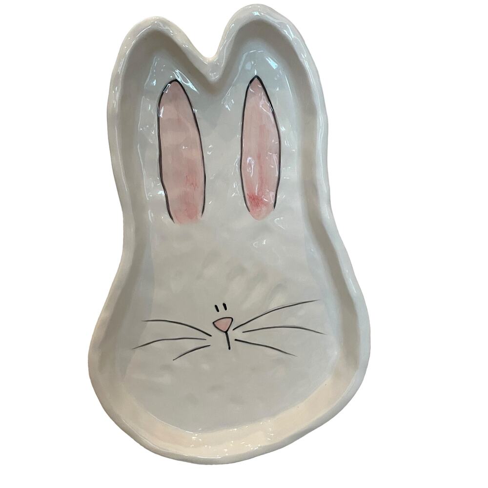 Blue Sky Clayworks Bunny Nibbles Face Platter Medium 18293 Easter New